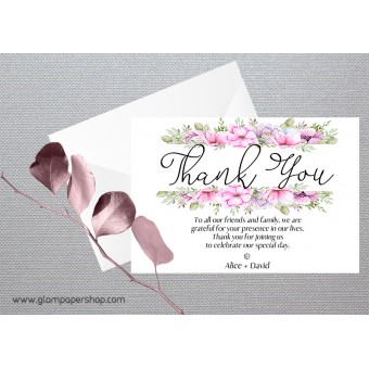Flower Wreath1 Wedding Thank You Card