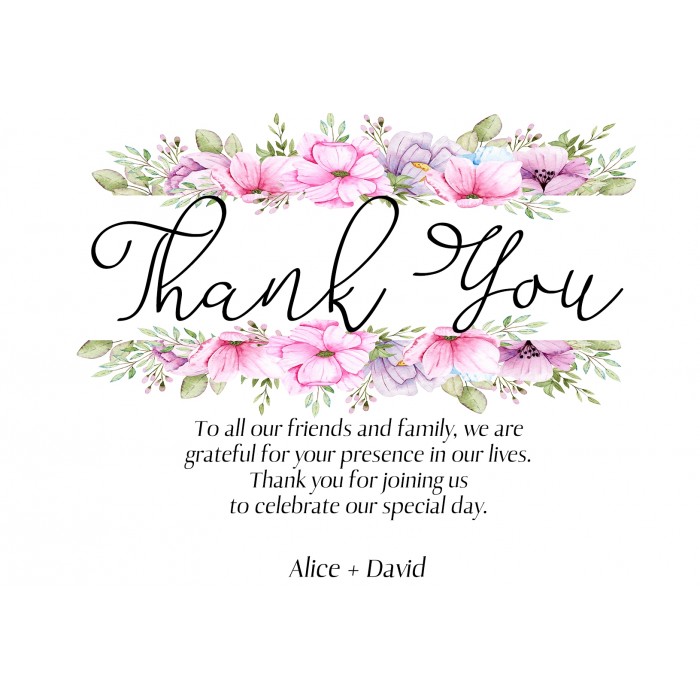 Flower Wreath1 Wedding Thank You Card
