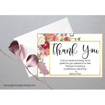 Peony1 Wedding Thank You Card