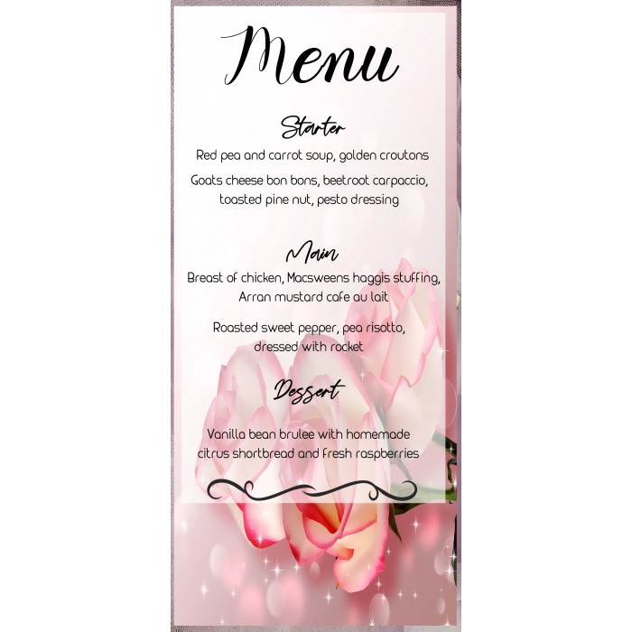 Roses2 Menu Card