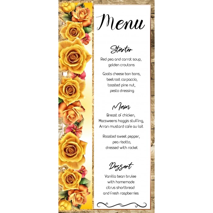 Roses3 Menu Card