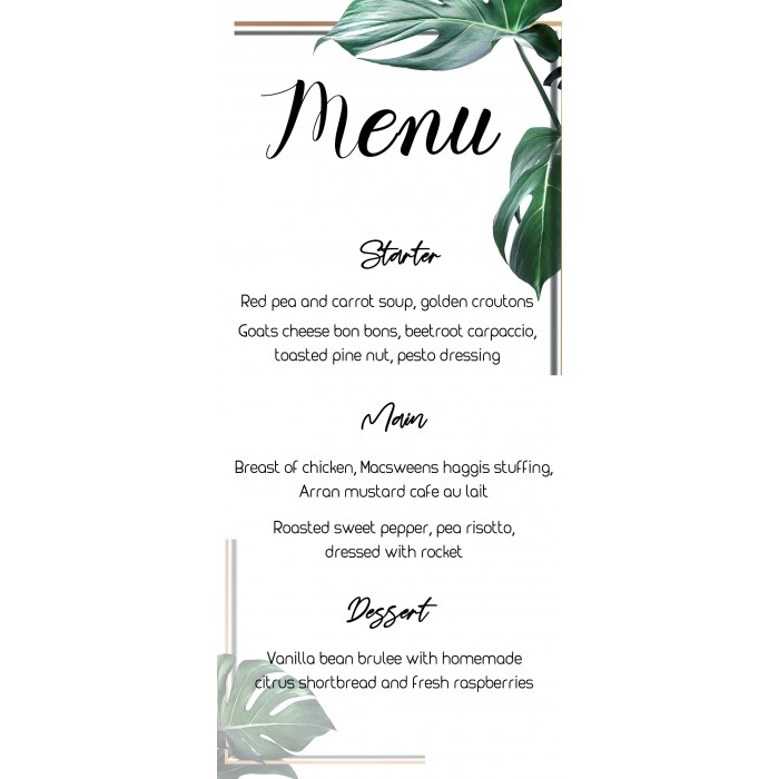 Monstera1 Menu Card