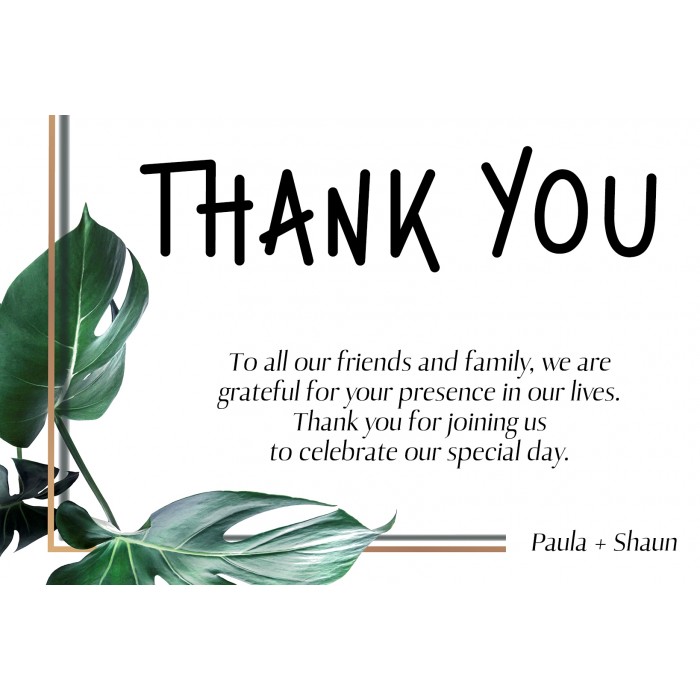 Monstera1 Wedding Thank You Card