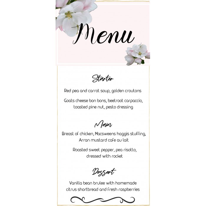 Apple Blossom1 Menu Card