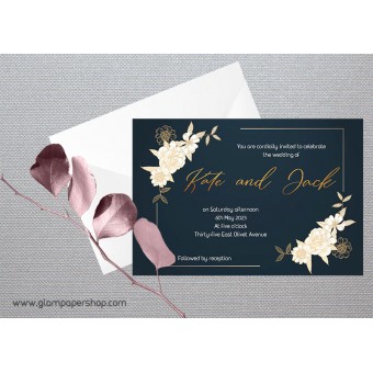 White Flowers1 Wedding Invitation