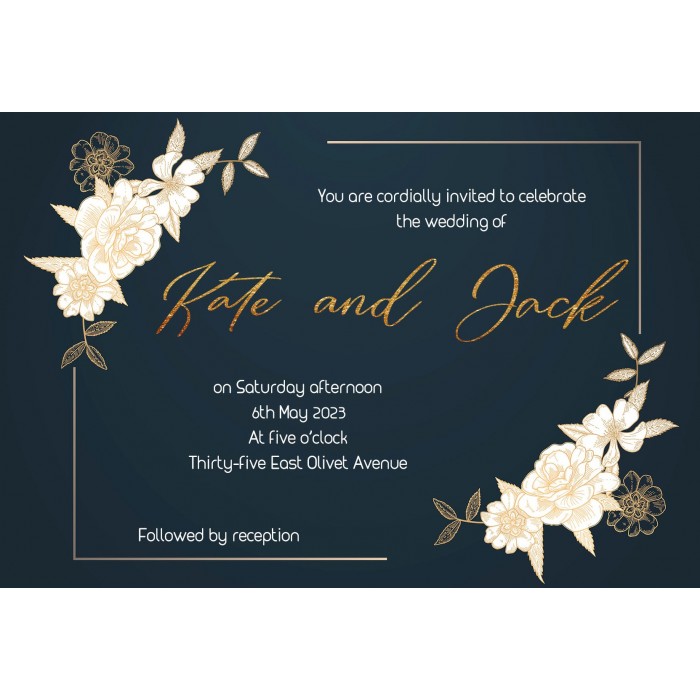 White Flowers1 Wedding Invitation