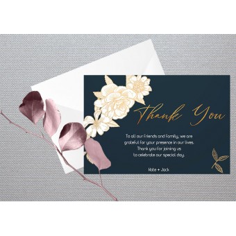 White Flowers1 Wedding Thank You Card