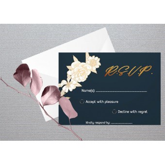 White Flowers1 RSVP Card