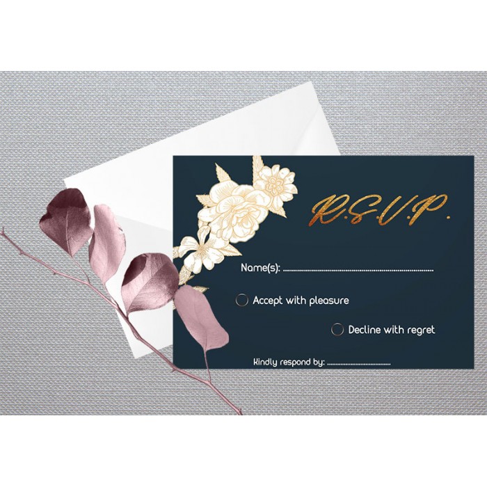 White Flowers1 RSVP Card
