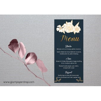 White Flowers1 Menu Card