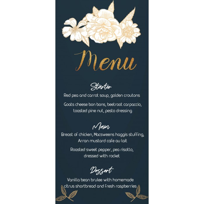 White Flowers1 Menu Card