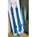 Blue Fringe Tassel Earrings