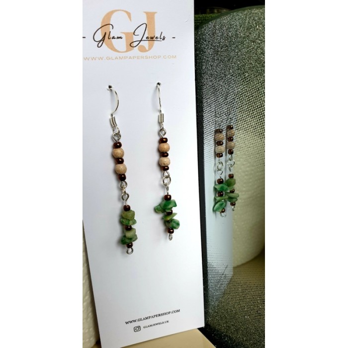 Green Chip Crystal Gemstone Earrings