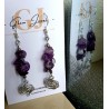 Purple Chip Crystal Wire Wraped Rose Earrings