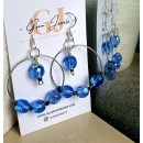 Blue Crystal Beads Hoop Earrings