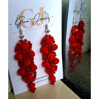 Red Beads Drop Earrings