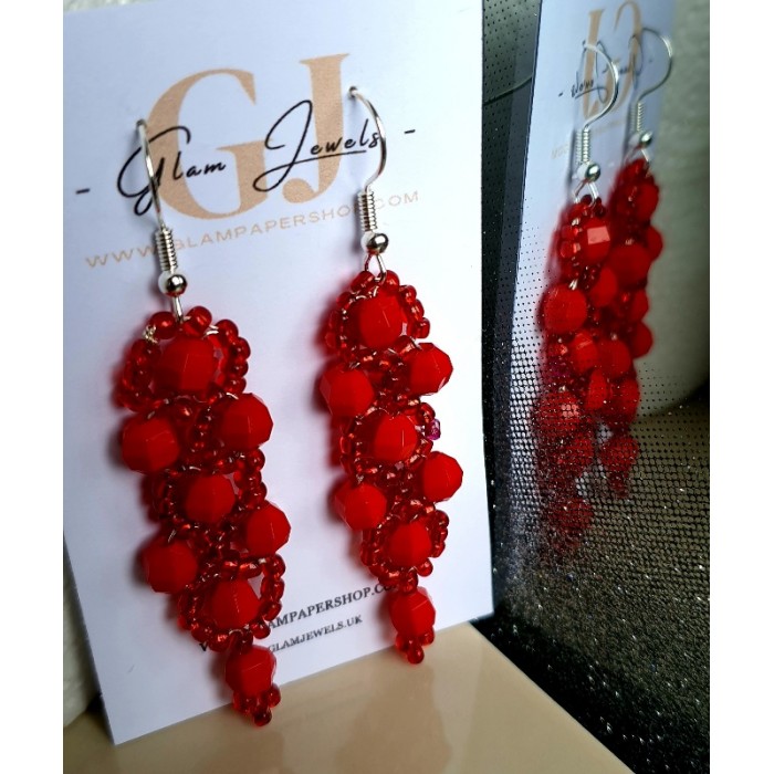 Red Beads Drop Earrings