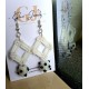White Bugle Bead Drop Earrings