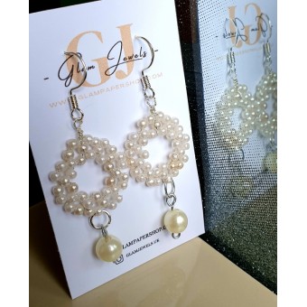 Small Withe Pearl Beads Circle Earrings