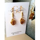 Gold Wire Rose Earrings