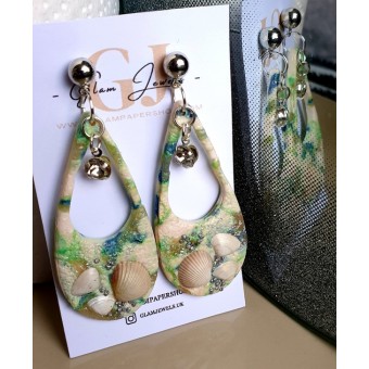Real Seashell Teardrop Dangly Earrings