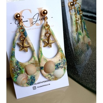 Real Seashell Teardrop Dangly Earrings 2