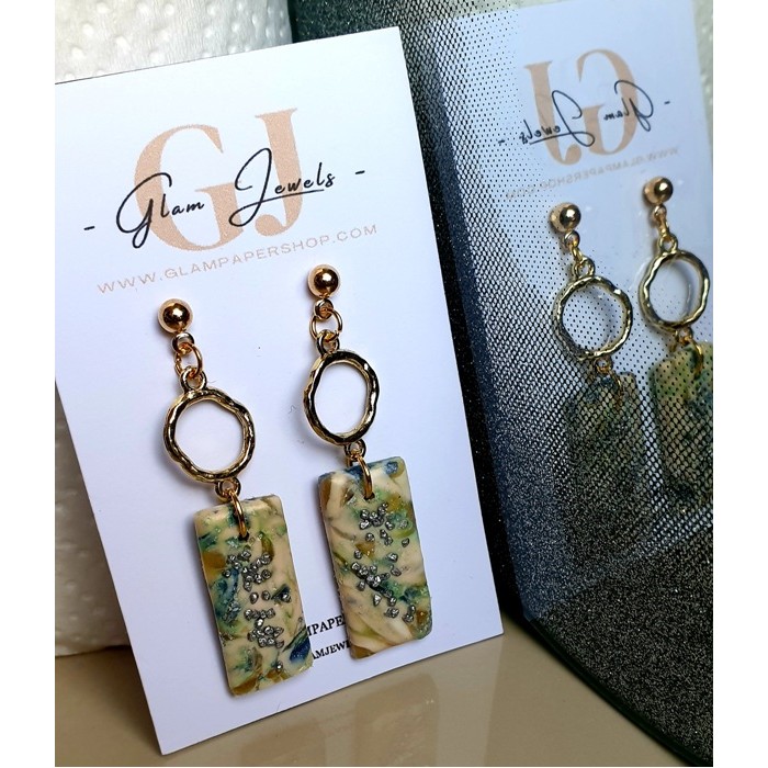 Kiwi Milkshake Short Rectangle Dangly Earrings