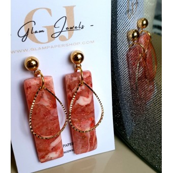 Strawberry Milkshake Rectangle Dangly Earrings