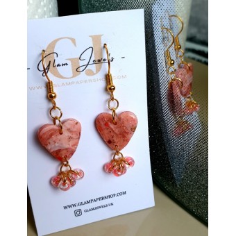 Strawberry Milkshake Heart Dangly Earrings