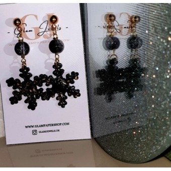 Black and Gold Snowflakes Earrings