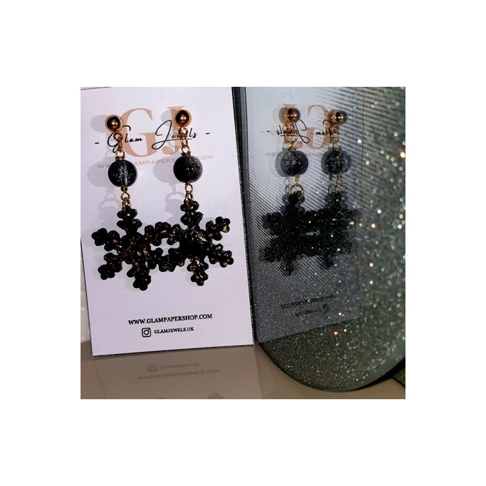 Black and Gold Snowflakes Earrings
