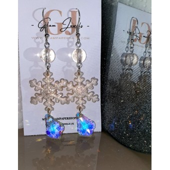 White Glittery Snowflakes Earrings