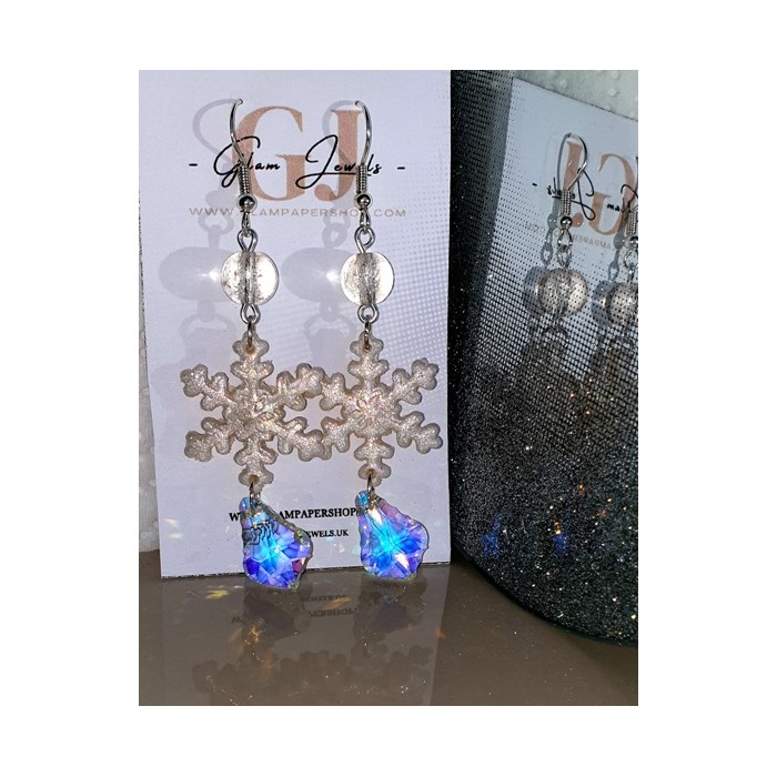 White Glittery Snowflakes Earrings