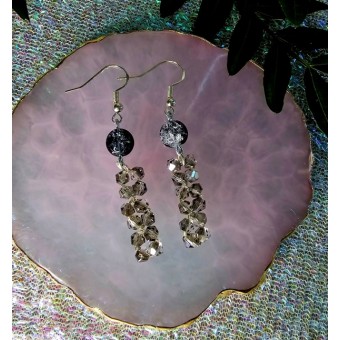 Black Crystal Beads Drop Earrings