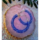 Blue Beads Hoop Earrings