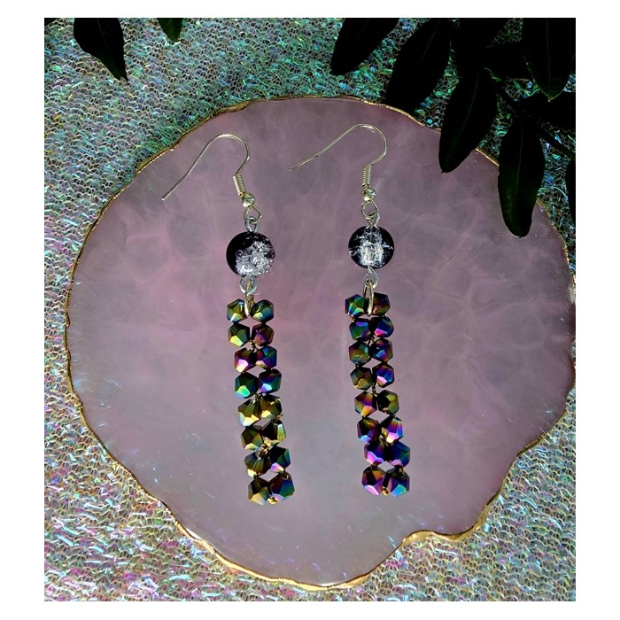 Multicolour Crystal Beads Drop Earrings