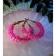 Pink Beads Hoop Earrings