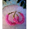 Pink Beads Hoop Earrings
