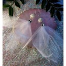 White Tulle and Pearls Earrings