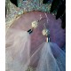 White Tulle and Pearls Earrings