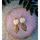 White-Gold Leaves Drop Earrings