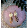 White-Gold Leaves Drop Earrings