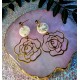 White-Gold Roses Drop Earrings