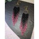 Black and Pink Fringe XL Earrings