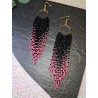 Black and Pink Fringe XL Earrings