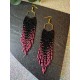 Black and Pink Fringe XL Earrings