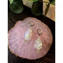 White Chip Crystal Drop Earrings Silver