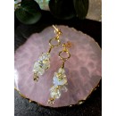 White Chip Crystal Drop Earrings Gold