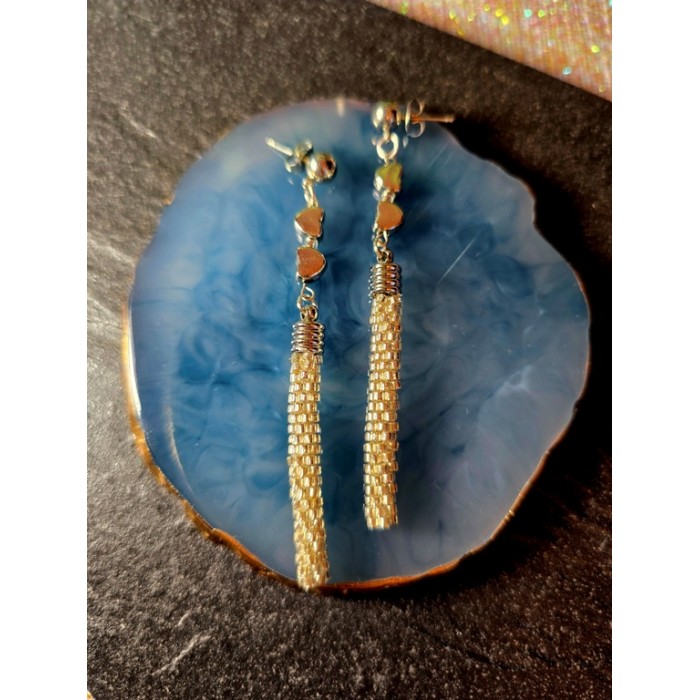 Silver Long Cylindrical Earrings