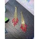 Gold and Red Chandelier Earrings